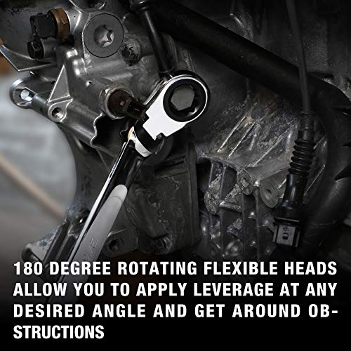 Image of DURATECH Extra Long Flex-Head Ratcheting Wrench Set, 5-Piece, SAE