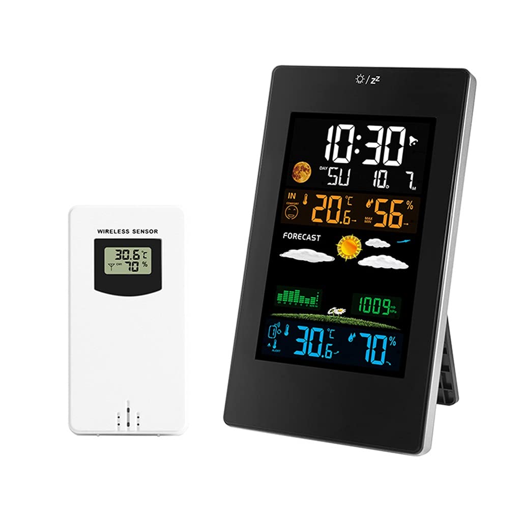 Weather Station Indoor Outdoor Forecaster with Digital Thermometer Hygrometer with Alarm Clock
