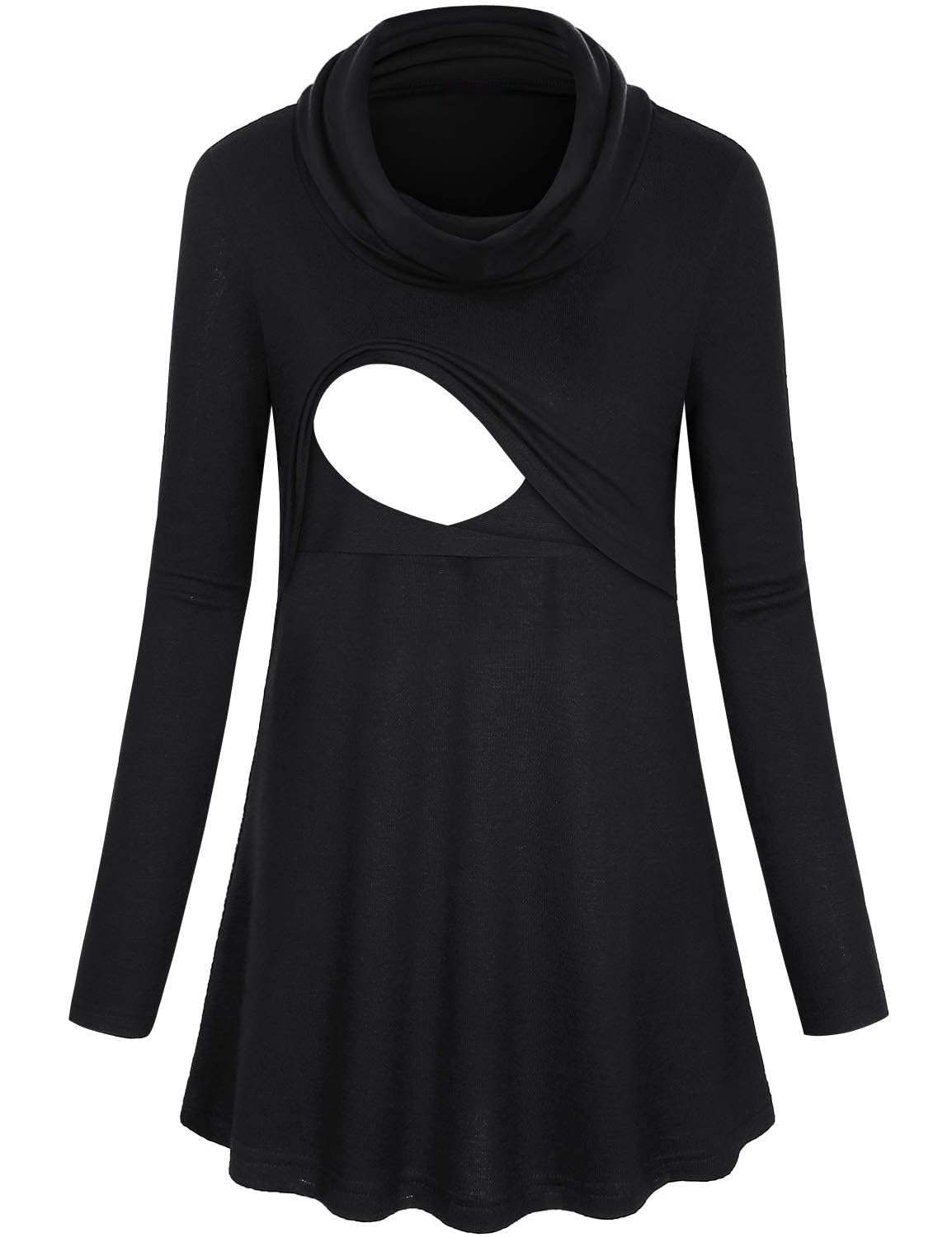 Joymom Maternity Warm Cowl Neck Nursing Sweatshirt Breastfeeding Tunic Tops