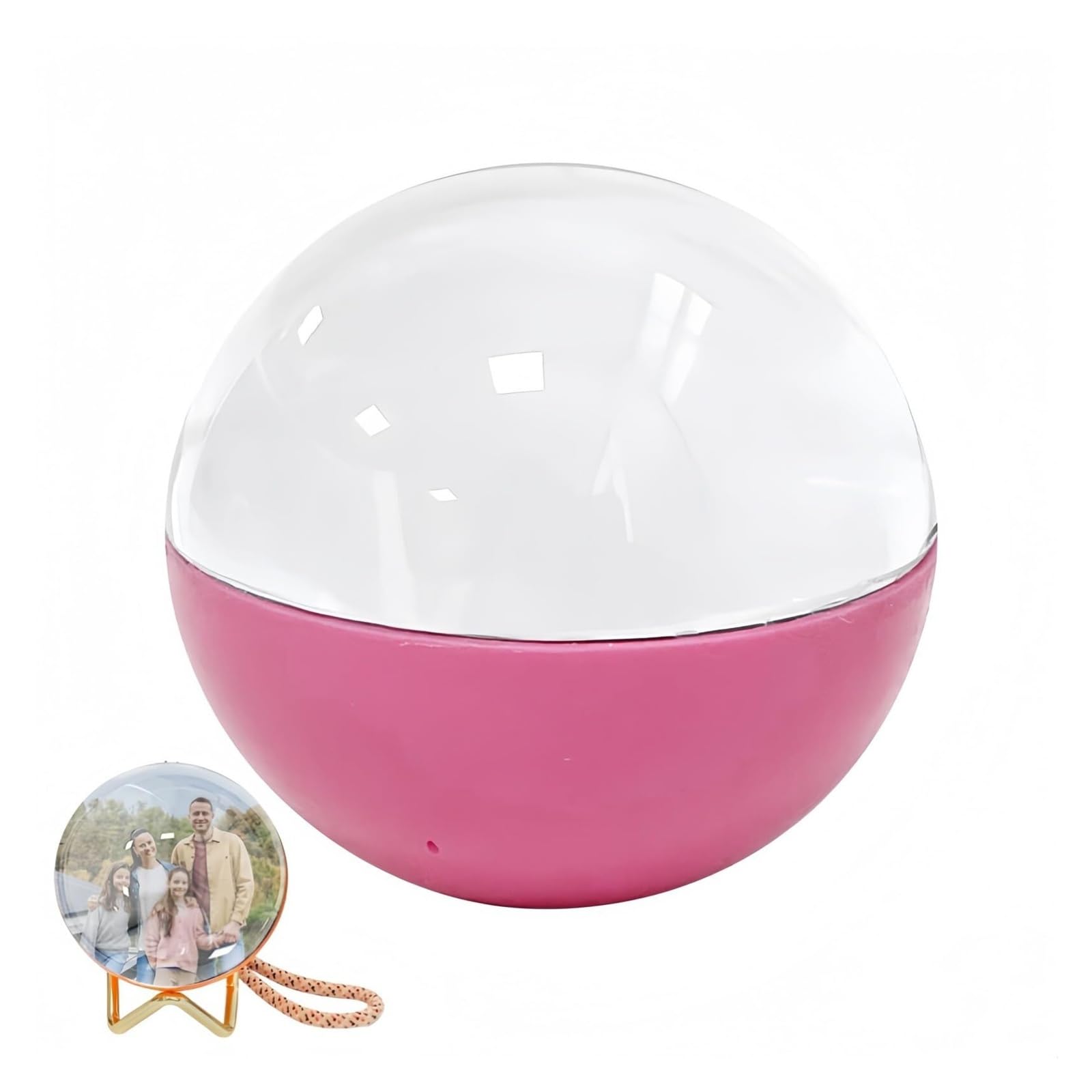WiFi Snowball with Customizable Video Player - 2.7-inch Christmas Memory Ball Light, customizable with photos and music.(Pink)