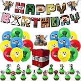 誕生日 飾り付け マインクラフト 風船バルーン 誕生日バルーン ハッピーバースデー 飾り happy birthday ガーランド キャラクター風船 飾り 子供バースデーデコレーション パーティーグッズ