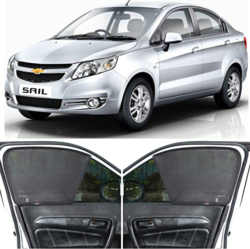 Image of Able Dotnet Half Car Magnetic Sun Shade Curtains for Chevrolet SAIL Set of 4 Pcs