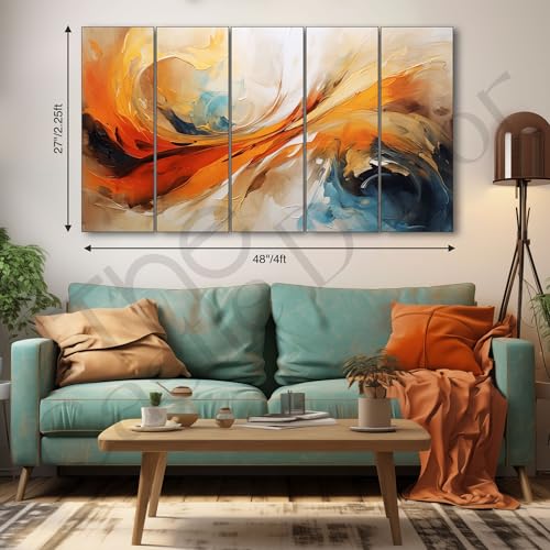 Image of The Castle Decor Abstract art painting with frame Big Size 27x48 Wall art for living room,Bedroom,Drawing room,Hotels-Wooden Framed-335