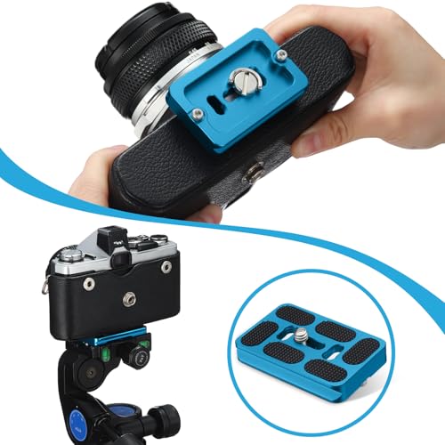 Placa de liberación rápida Frienda PU60 azul con tornillo de 1/4 para trípode de cámara DSLR 5