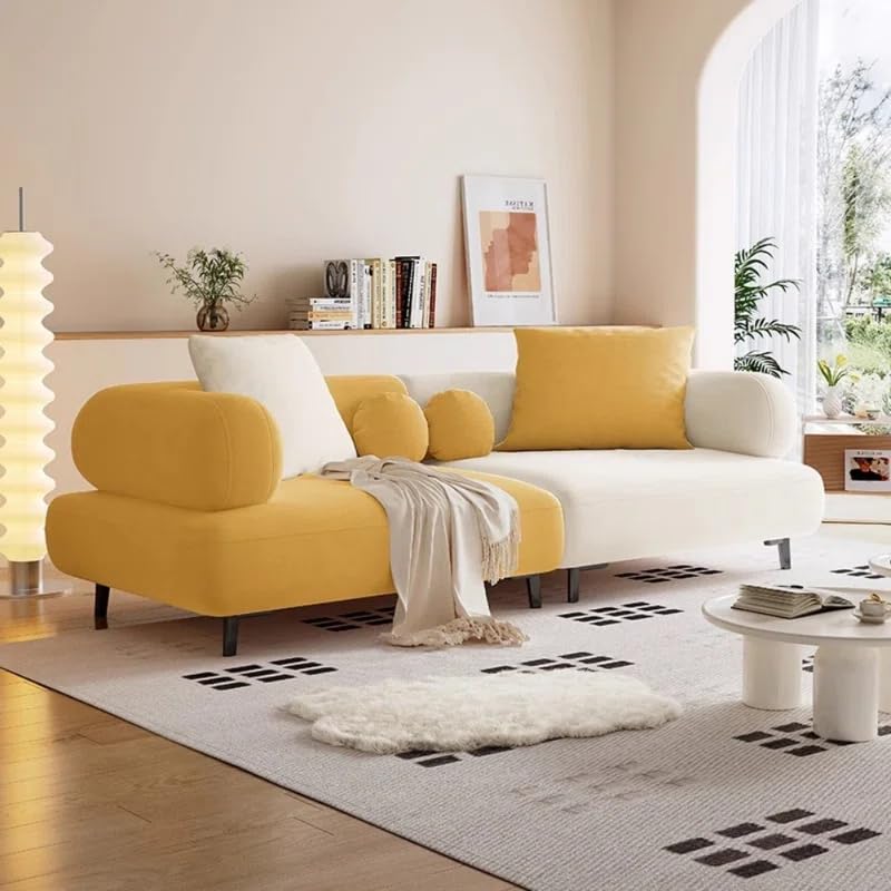 Image of LEGACY OF COMFORT Style Creative 3-Seater Sofa - Modern Elegance for Your Living Room (Yellow /White)