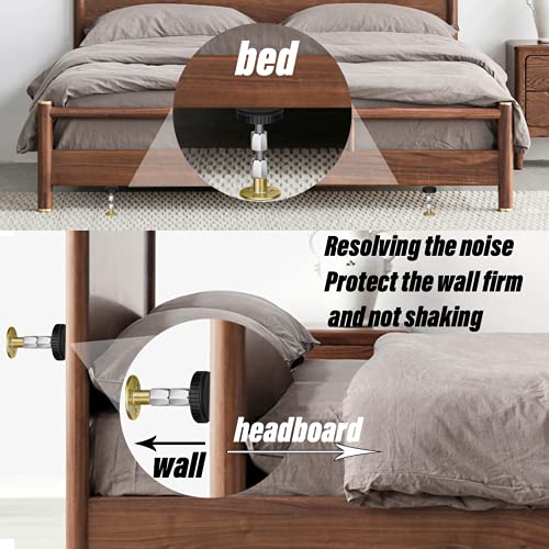 Bedexut Adjustable Threaded Headboard Stoppers/Bumper Against Wall, 4 Pack Behind Bed Frame Protector Antishake Tool, Bed Shake Support Stabilizer Device For Anti-Knocking,Banging,Squeaking,Rocking #TOP3