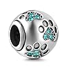 Breloque en argent sterling 925 avec empreinte de patte de chien - Perle pour bracelets Pandora Vert #1
