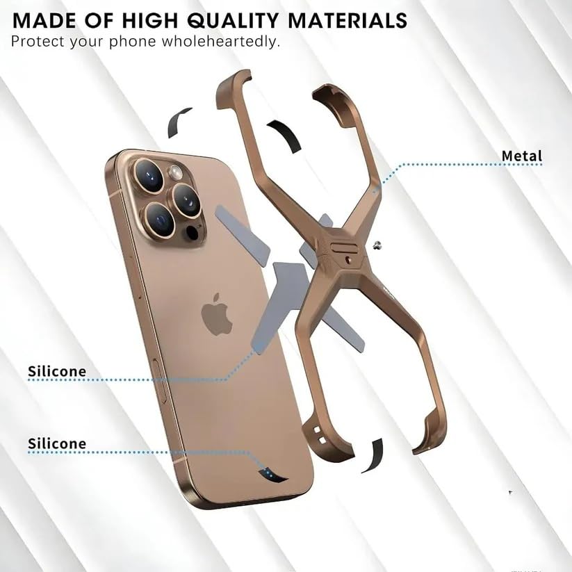 Image of Metal Aluminum Armor Case |Metal Frame Bumper (Desert Titanium, iPhone 14 Pro Max)