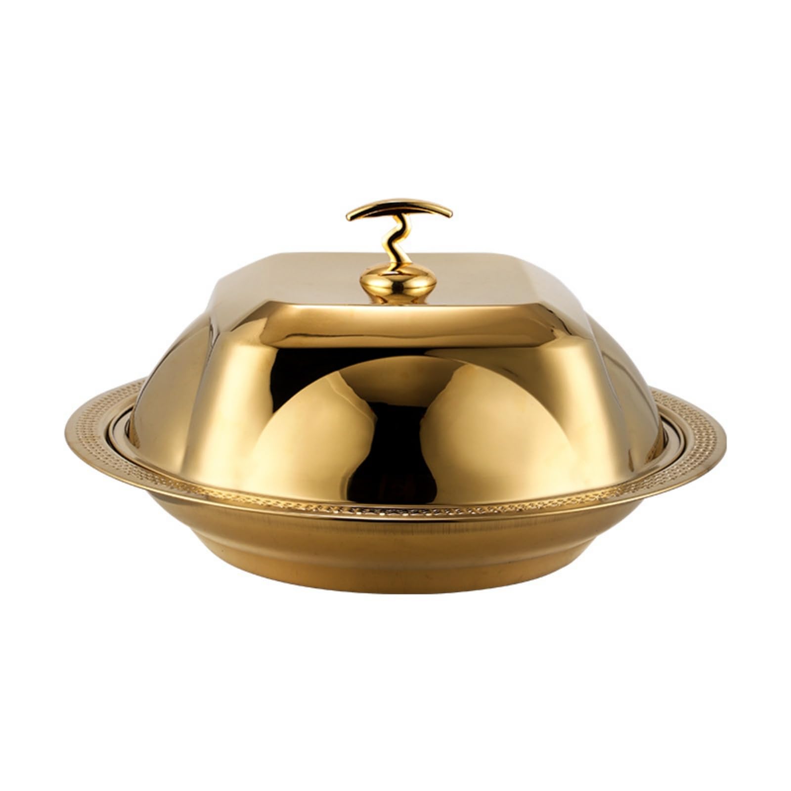 predolo Vassoio da Portata con Coperchio Elegante Vassoio con Coperchio a Cupola Lavabile Piatto Cloche per Catering, Buffet, Oro, 48cm