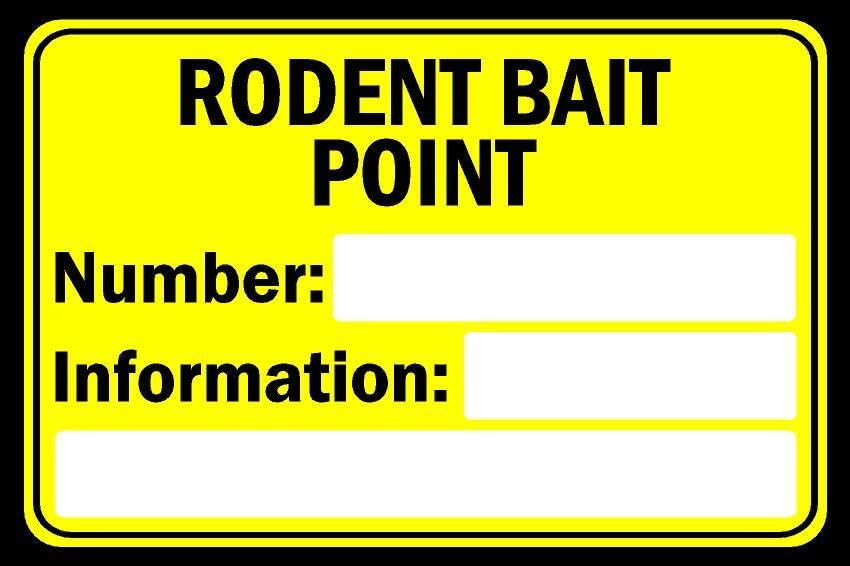 Rodent bait point, custom number and informations white box - 1mm flexible Plastic sign (400mm x 300mm)