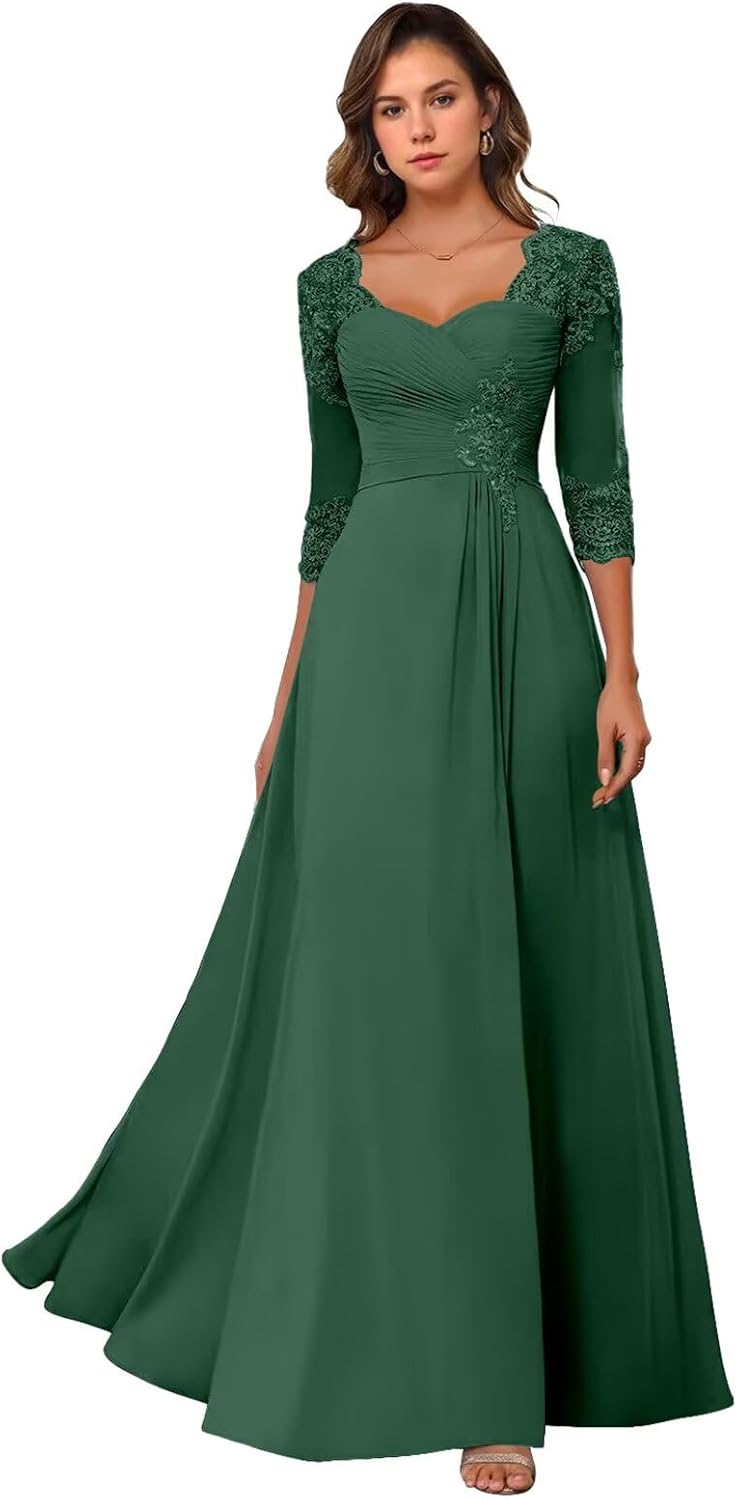 A Line Long Mother of The Bride Dresses Lace Applique Mother of The Groom Dresses for Women Chiffon Wedding Guest Gowns - Image 5