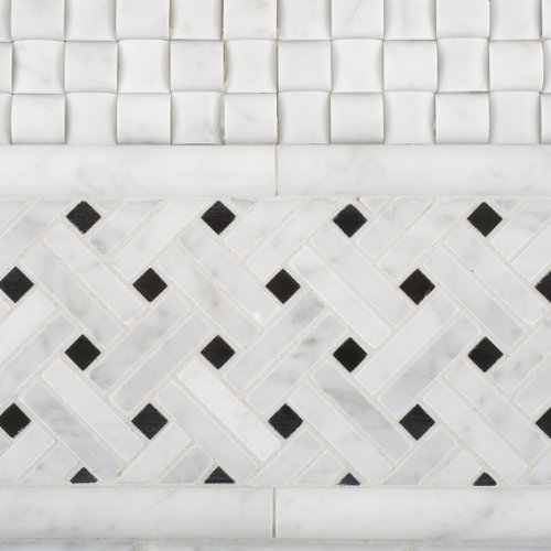 Italian Carrara White Marble Honed 3/4 X 12 Bullnose Liner Trim - Box Of 5 Pcs. #TOP5