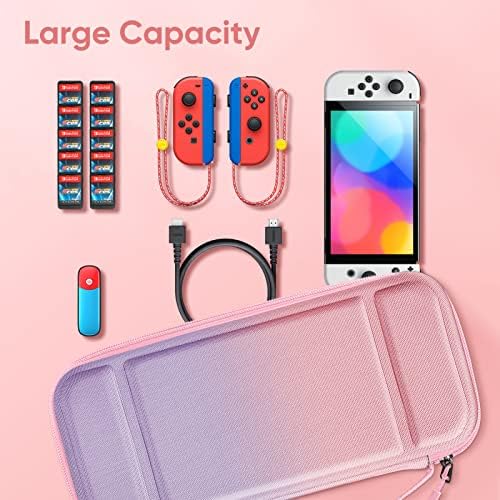 Fintie Carrying Case for Nintendo Switch OLED Model 2021/Switch 2017, [Shockproof] Hard Shell Protective Cover Travel Bag w/10 Game Card Slots for Switch Console Joy-Con & Accessories, Fantacy Ombre — view 7