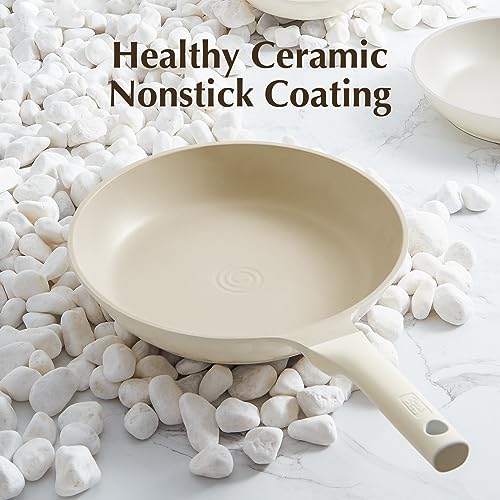 ROCKURWOK Pots and Pans Set Non Stick, 3Pcs Nonstick Kitchen Cookware Sets, Induction Cookware Cooking Set with Frying Pans, Non Toxic Cookware Set, Pot Set, PFAS and PFOA Free (White) - Image 8