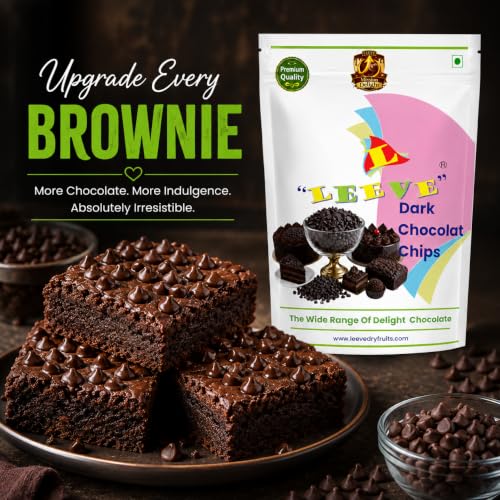 Image of Leeve Dark Chocolate Chips 200g | Chocolate Baking Chips for Cookies, Cakes, Brownies, Muffins, Cupcakes & Dessert Decoration | Rich Chocolate Topping