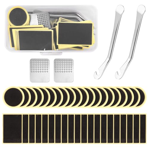 Kit de Parches Bicicleta, MXTIMWAN Kit Repara Pinchazos Bicicleta, Kit de Reparación Neumáticos para Bicicletas, Parches Bicicleta Autoadhesivo Kit para Bici de Carretera, Montaña, Motos