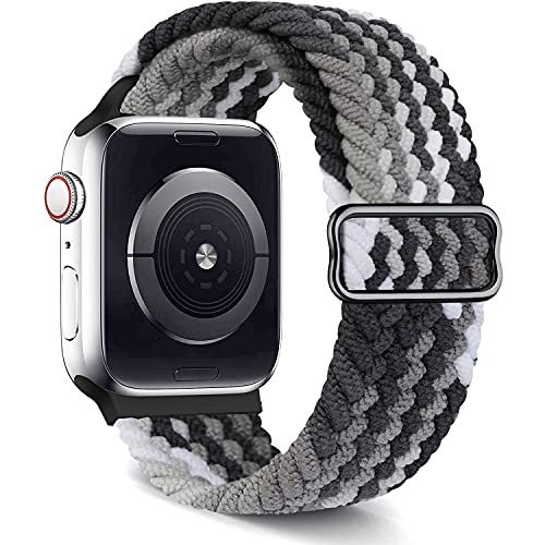 Band4u Stretchy Nylon Solo Loop Bands Compatible with Apple Watch 7 Band 41mm 45mm 38mm 40mm 42mm 44mm, Adjustable Braided Sport Elastic Straps Women Men Wristbands for iWatch Series 6/5/4/3/2/1 SE