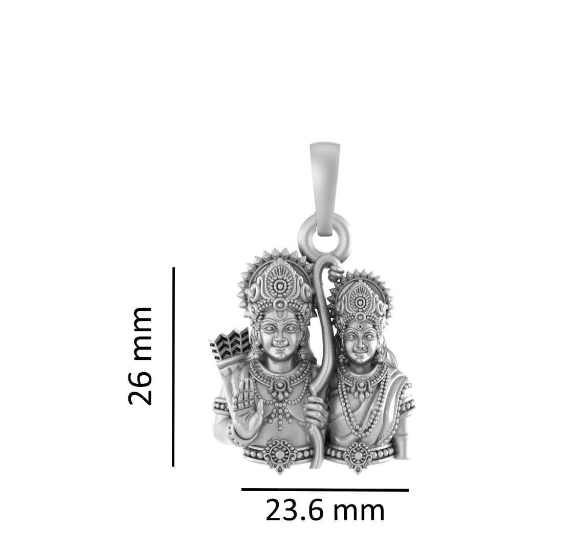 Akshat Sapphire Sterling Silver (92.5% purity) God Ram and Maa Sita (Big Size) Pendant for Men & Women Pure Silver Bhagwan Shri Ram Sita Locket for Good Health & Wealth 2