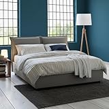 Talamo Italia - Doppelbett Teresa, Stoffbett mit Stauraum, Öffnung vorne, inklusive Matratze 140 x 200 cm, 100 % Made in Italy, Grau