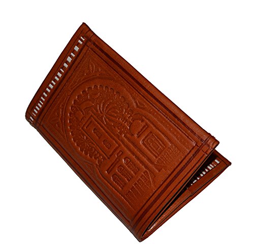 Treasures Of Morocco Handmade Moroccan By-fold Leather Wallet Large Vintage Exquisite Handy Orange