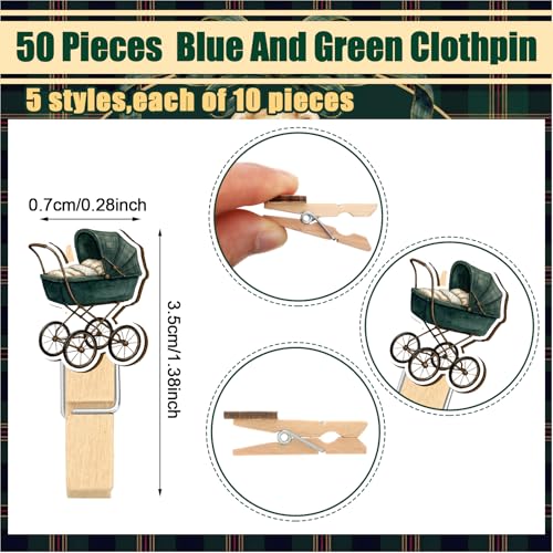 Image of Patelai 321 Pcs Luxury Equestrian Bear Baby Shower Decorations 5 Set Blue Green Tartan Plaid Party Supplies Bingo Game Don't Say Sign Clothespin for Berry Sweet Gender Reveal Vintage Party Supplies