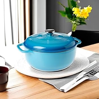 Amazon.com: Lodge 6 Quart Enameled Cast Iron Dutch Oven with