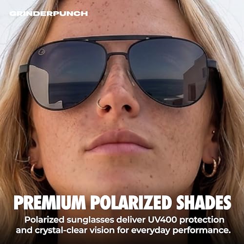 Image of grinderPUNCH Polarized Aviator Sunglasses Men Women Retro Vintage Square Pilot Sun Glasses UV400 Protection