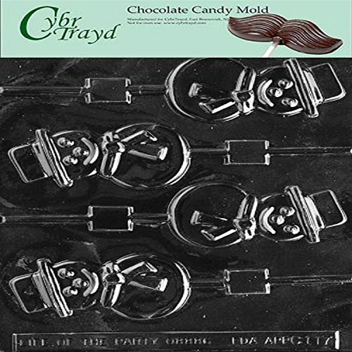 Cybrtrayd Life of the Party Smiling Snowman Lolly Chocolate Candy Mold in Sealed Protective Poly Bag Imprinted with Copyrighted Cybrtrayd Molding Instructions