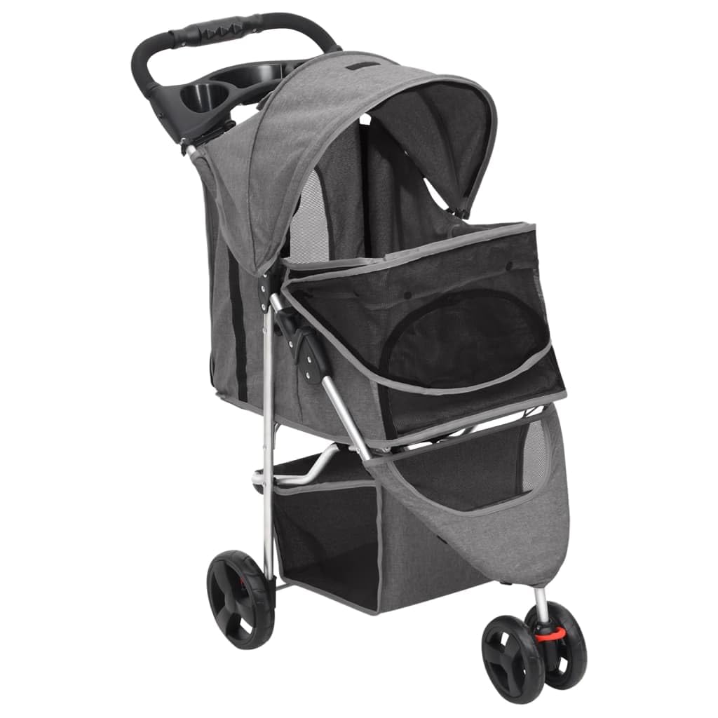Hundewagen Faltbar Grau 80x46x98 cm Oxford-Gewebe für Hunde, Katzen