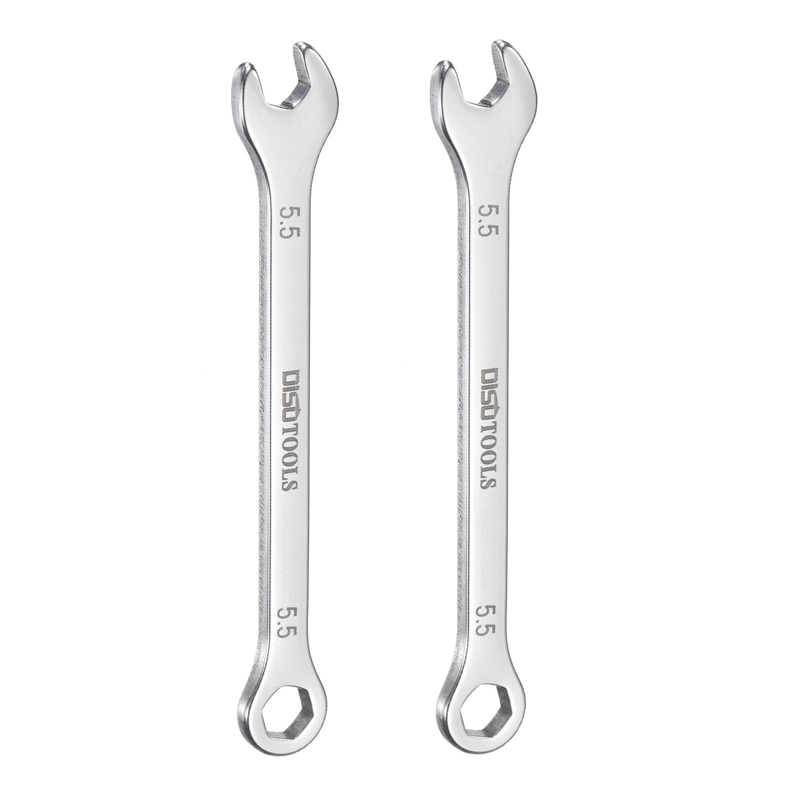sourcing map 2pcs Thin Combination Wrench 5.5mm Offset 6-Point Ended Box and 15° Angled Open End Mini Combination Wrench 30Cr13 Stainless Steel Quenching Polish Metric Spanner for Auto Repairs