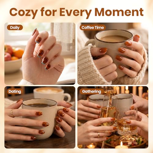 Image of Beetles Brown Gel Nail Polish - Citrus Latte 15ML Amber Brown Jelly Gel Polish Sheer Translucent Fall Nail Polish Soak Off UV French Nail Art Salon DIY at Home Manicure Gift for Women