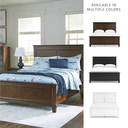 Image of Signature Design by Ashley Danabrin Traditional Queen Panel Bed with Tapered Feet, Foundation or Box Spring Needed, Dark Brown