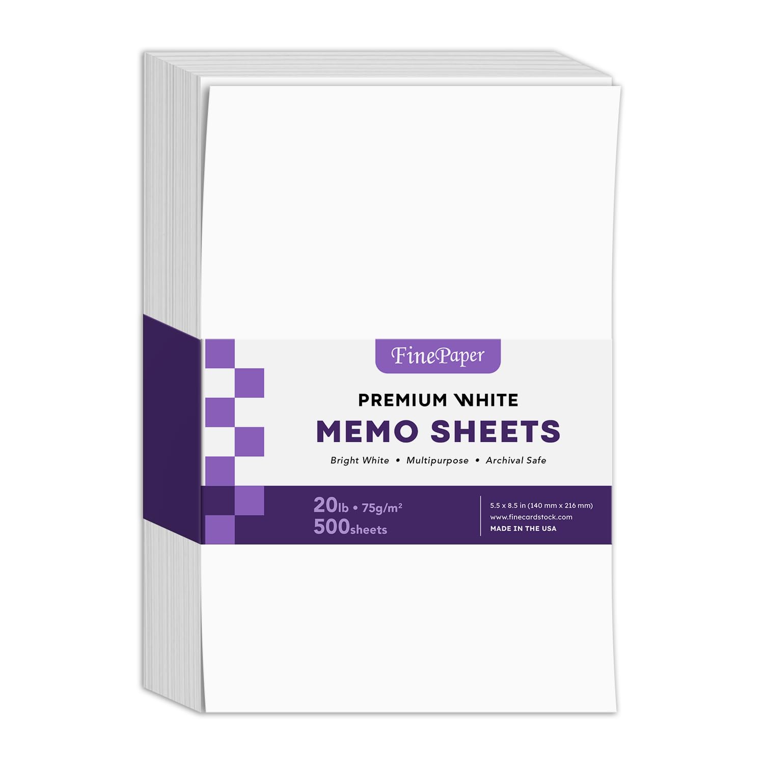 Half Letter Size - 8.5 x 5.5 inch Copy Paper, White memo Sheets, 20 lb Paper, 500 Sheets per Pack (8.5 x 5.5 cm)