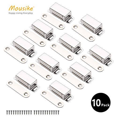 Mousike Cabinet Magnets Magnetic Door Catch Stainless Steel Door Magnet for Kitchen Bathroom Cupboard Wardrobe Closet Closures Cabinet Door Drawer Latch 20 lbs(10Pack)