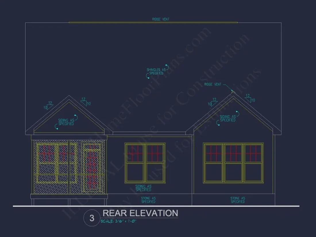 9-1457 HOUSE PLAN - Craftsman House Plan: Floor Plan Blueprint CAD Designs