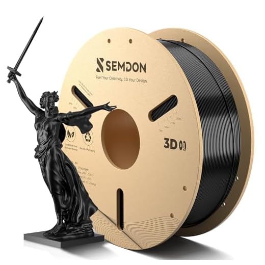 2026 New Black PLA Filament 1.75mm, Deep Black 3D Printer Filament 1KG Spool - SEMDON Anti-Warp & Anti-Clog, ±0.02mm Precision for Most FDM