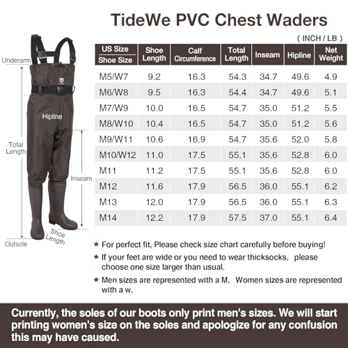 image for TIDEWE Bootfoot Chest Wader, 2-Ply Nylon/PVC Waterproof Fishing & Hunt
