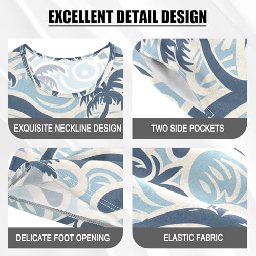 ALAZA Palm Tree Sea Wave Pajamas Short Sleeve 2 Piece Sleepwear Top and Bottom Pajama Set Unisex4