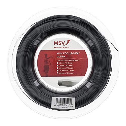 MSV Focus-Hex Ultra corde de tennis structure hexagonale noire en 200m