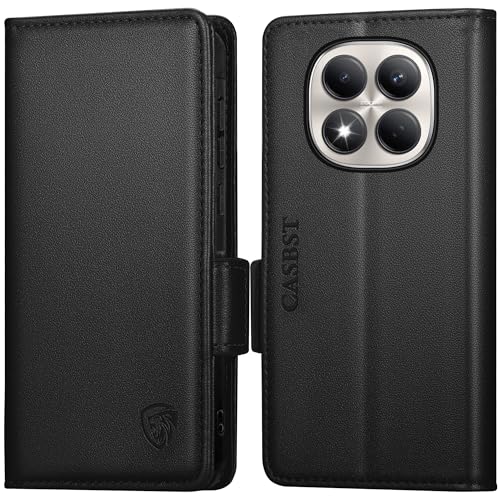 CASBST Handyhülle für Redmi Note 15 Pro 5G Hülle Premium Schutzhülle Klappbar mit Kartenfach Ständer Magnet Handytasche mit RFID Klapphülle für Xiaomi Redmi Note 15 Pro 5G Hülle Leder Schwarz