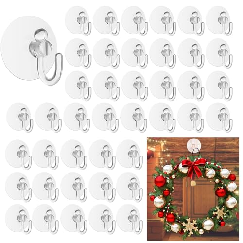 MirraSwit 42Pcs 40mm Transparente Gancho Ventosa, Ventosas para Cristal con Gancho, Multiuso Pequeño Gancho Ventosa Baño para Suspender Decoración Navidad
