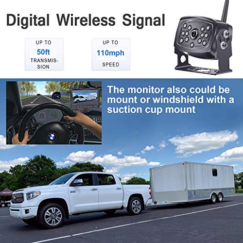 DoHonest S36 HD Digital Wireless Backup Camera with 7 Inch Monitor 2021 Newest Version High-Speed Rear View Observation System for RVs,Trucks,Trailers,5th Wheels Stable Signal IR Night Vision