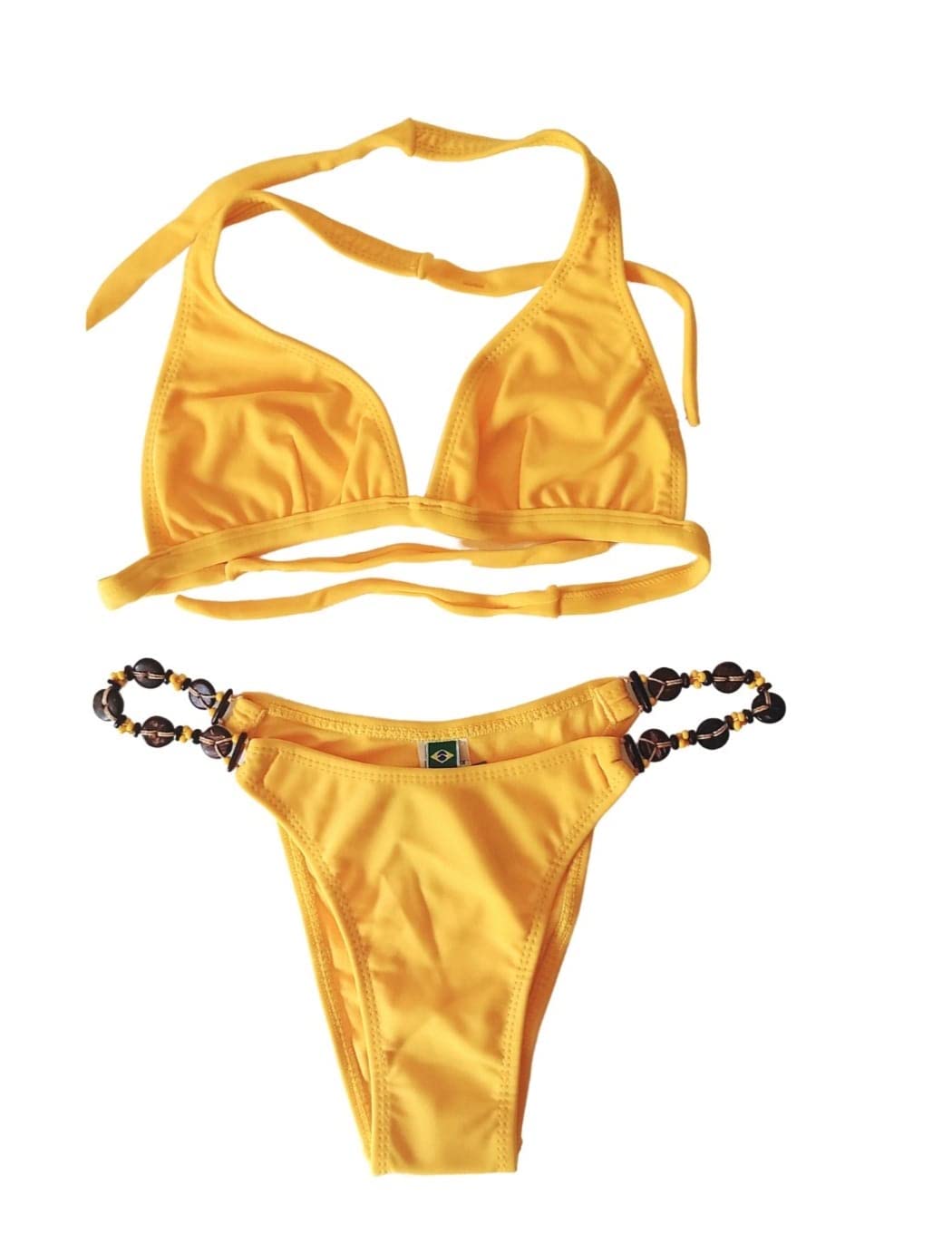 NORDESTINA Magali, Bikini Mujer Brasileño, Conjunto Bikini 2 Piezas, Braguita Tanga/Triangulo, Sin Relleno. Top Ajustable, Liso, Magali.