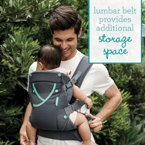 Infantino Carry On Active Baby Carrier, Ergonomic Multi-Pocket Baby Carrier for Newborn to Toddler 8-40 lbs with Padded Straps, Lumbar Belt Storage & Pacifier Loop, Registry Essential, Gray by Infantino - Image 9