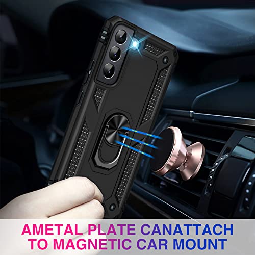 Image of Vaki for Samsung Galaxy S22 5G Case with Built in Screen Protector Military Grade Hard Rugged Cover Heavy Duty Armor Galaxy S22 Phone Cases with Metal Ring Kickstand Shockproof Black