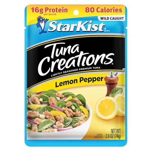 Image of StarKist Tuna Creations Lemon Pepper Pouch (2.6 oz - 12 Pack) Wild Caught, High Protein Shelf Stable Seafood, Gluten Free, Soy Free, No Draining, Ready to Eat for Salads and Sandwiches
