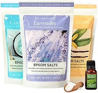 Spa Luxetique Epsom Salt Bath, Epsom Salts for Soaking, Rich in Tea Tree