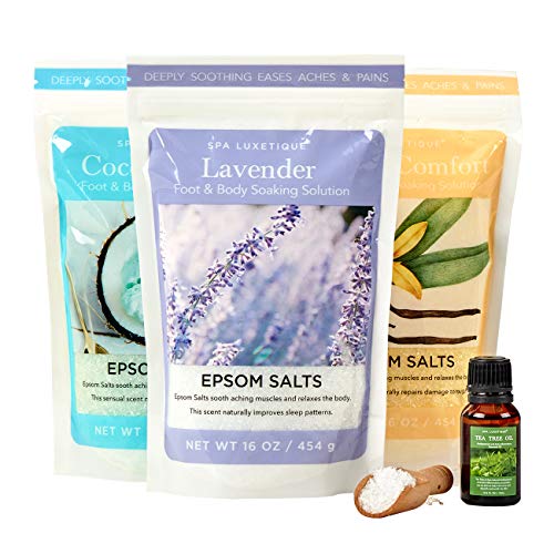 Spa Luxetique Epsom Salt Bath, Epsom Salts for Soaking, Rich in Tea Tree
