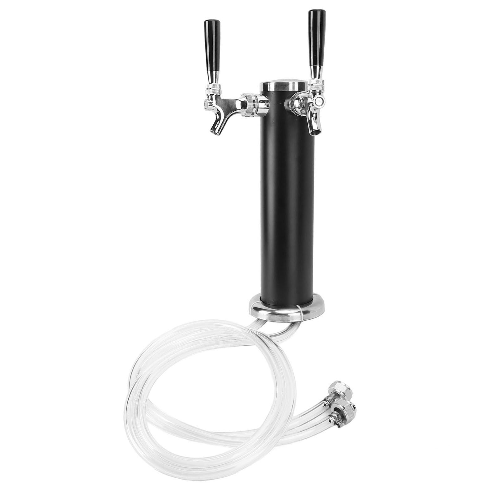Torre Kegerator de Cerveza de Doble Grifo, Dispensador de Cerveza de Barril de Acero Inoxidable para Fiesta, Bar, Restaurante, Construido para Durar con Control de Flujo Estable, (Negra)