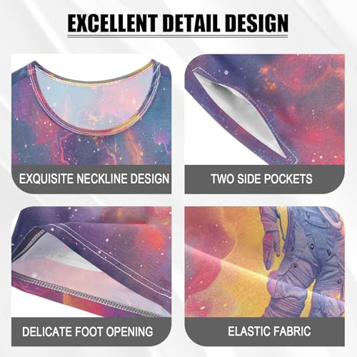 ALAZA Astronaut Galaxy Space Pajamas Short Sleeve 2 Piece Sleepwear Top and Bottom Pajama Set Unisex4